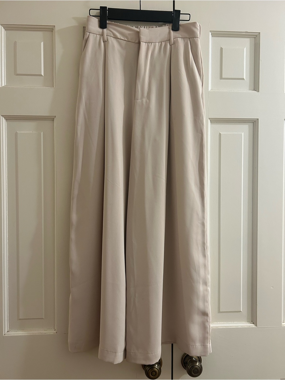 Wide-Leg Pleated Women's Palazzo Pants Ivory Petite Small